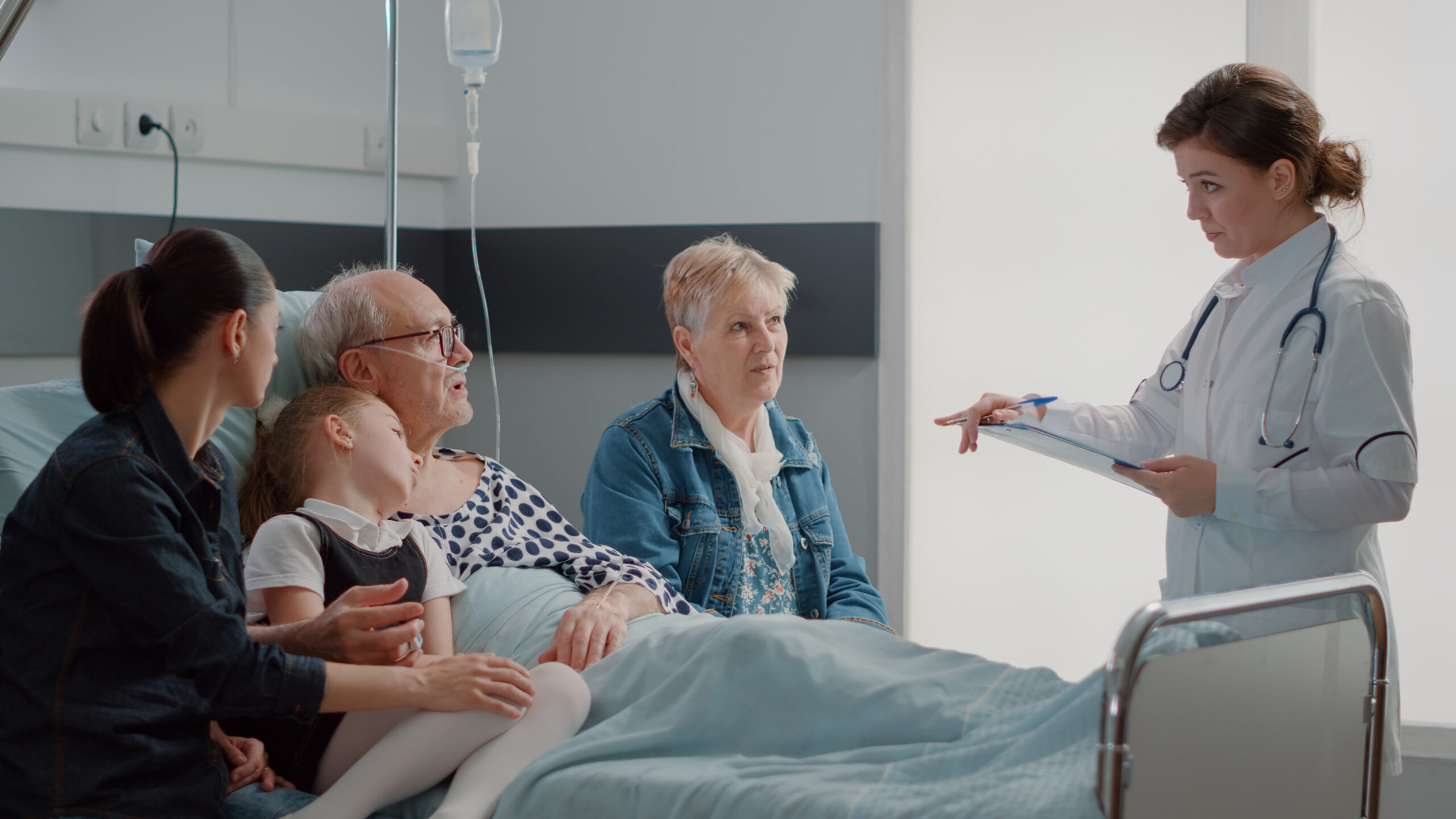 Family supporting a patient during medical treatment in Canada