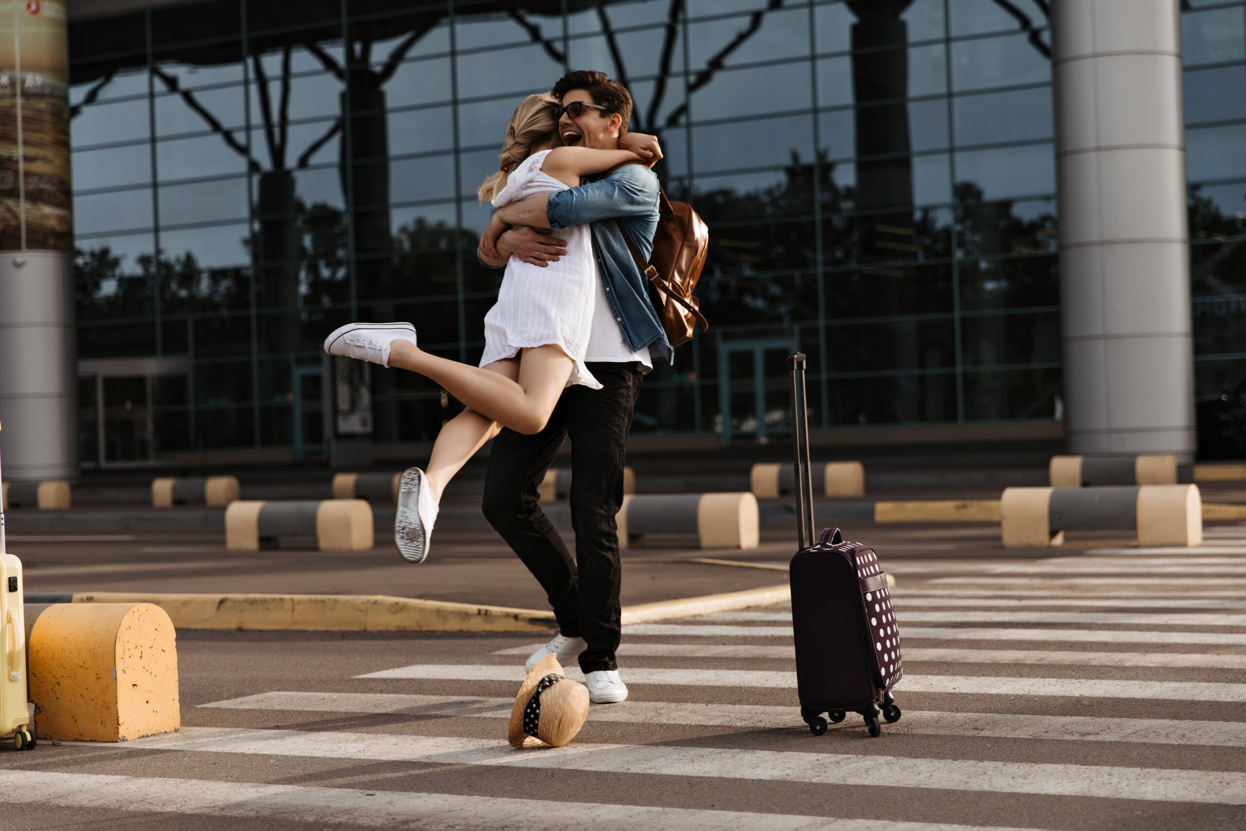 Couple reunited at the airport after a successful Canada spouse visa