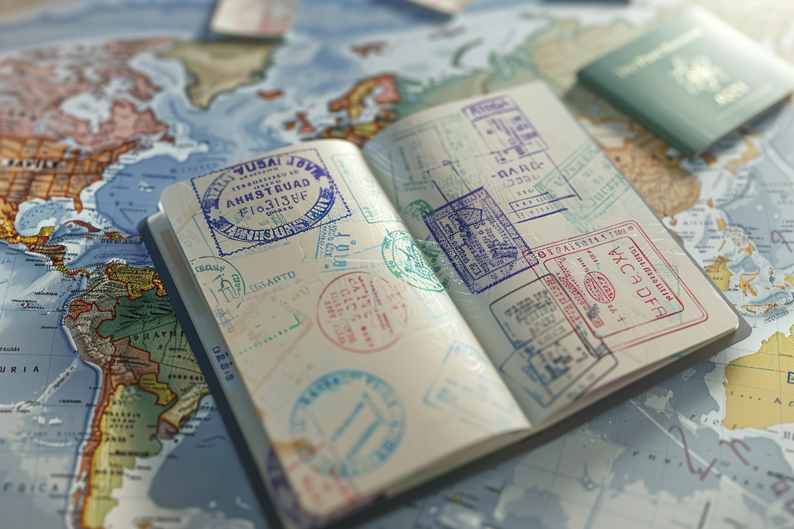 Passport with visa stamps showing trusted travel history for CAN+ eligibility
