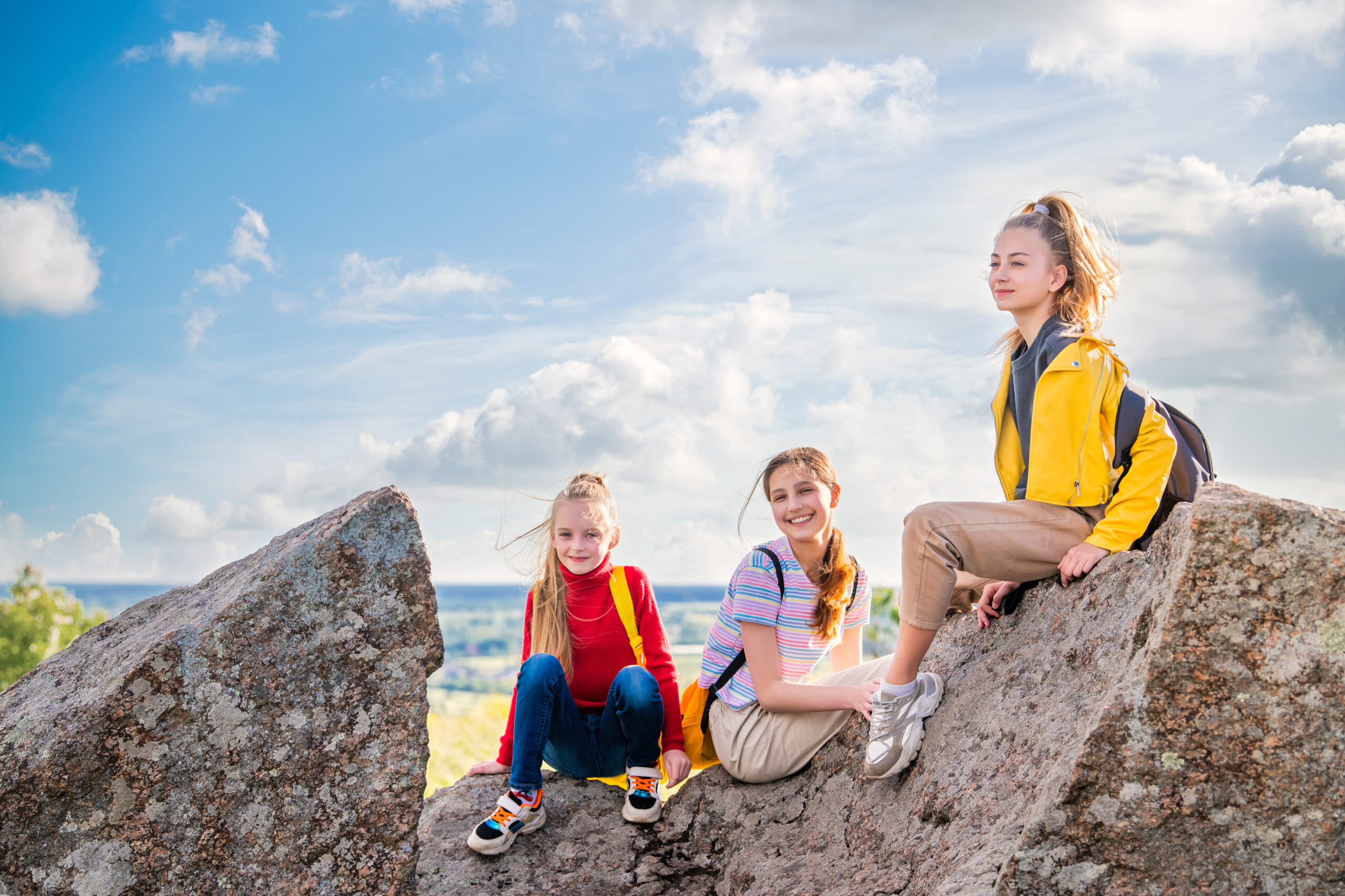 Group of teenagers enjoying a summer trip  a memorable UK visit