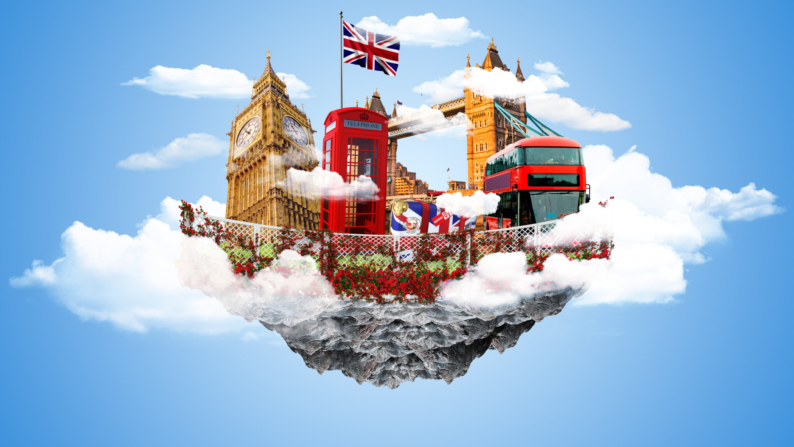 Travel to London holiday concept illustration for UK visitor visa