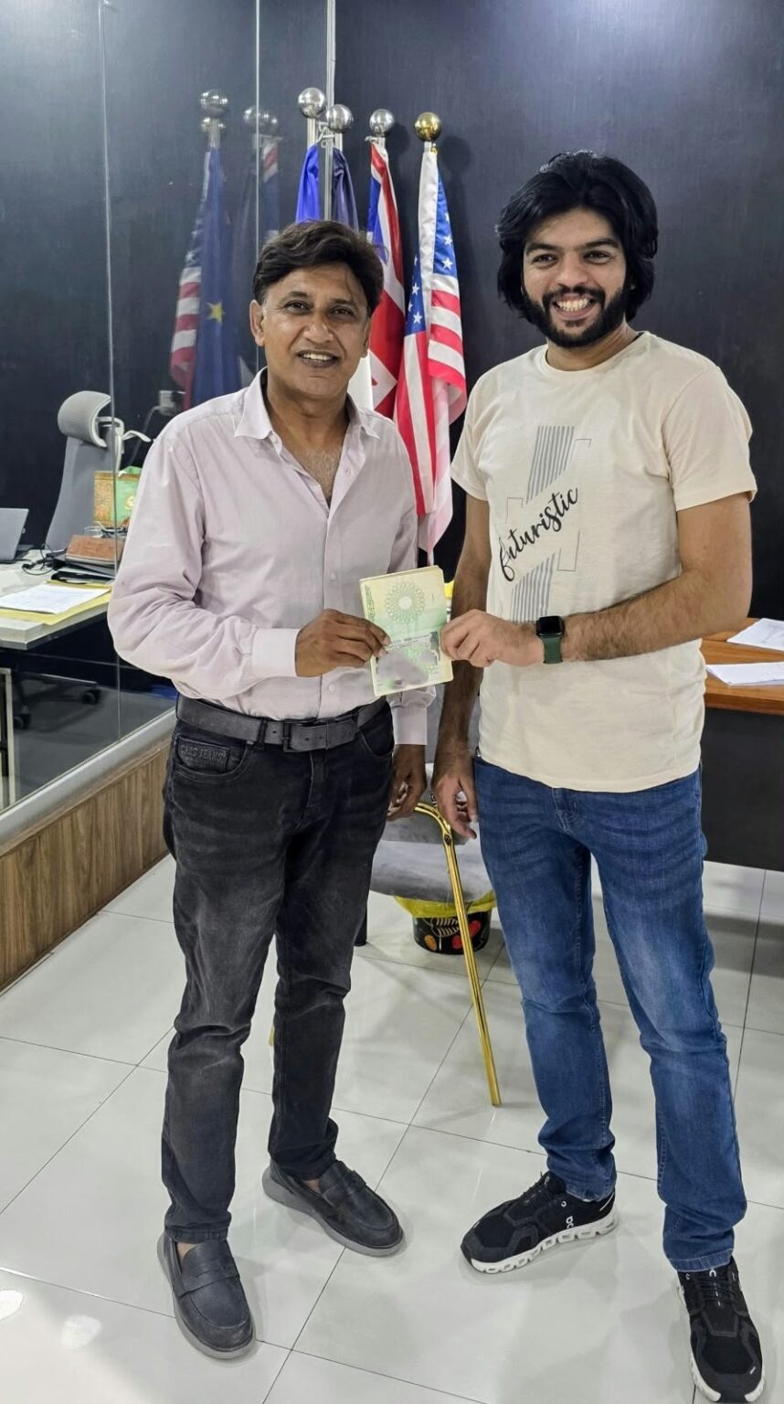 A Westside client with his approved Norway visit visa at our DHA Lahore office