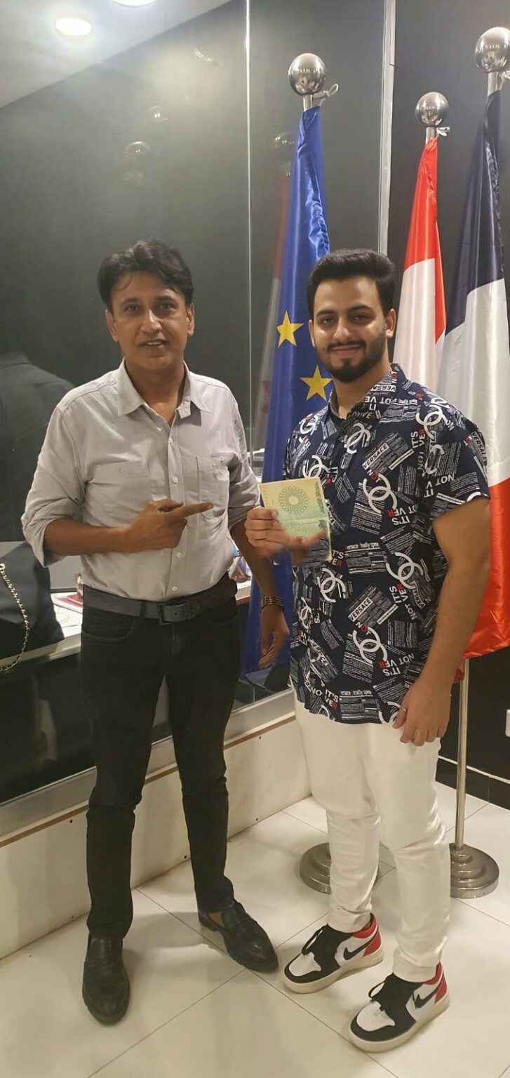 A Westside client with his approved student visa at our DHA Lahore office