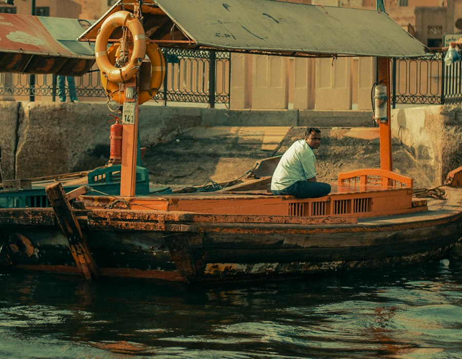 A traditional abra boat crossing Dubai Creek