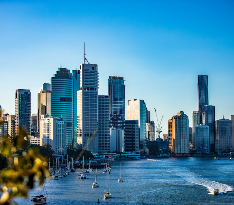 Brisbane skyline and river on a sunny day
