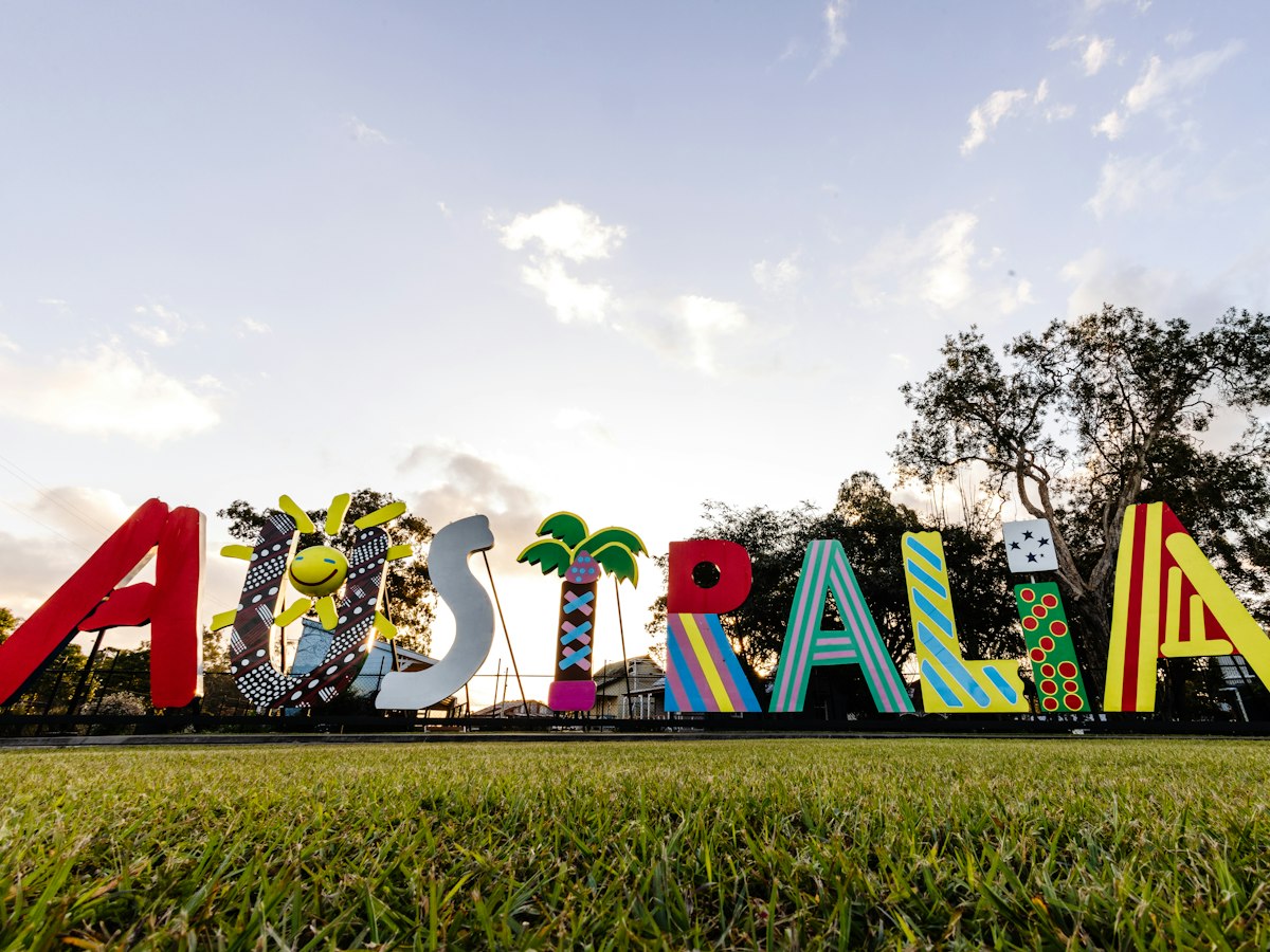 The colourful AUSTRALIA letters sign