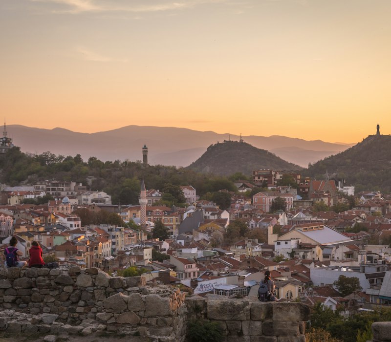 The rooftops of Plovdiv at sunset