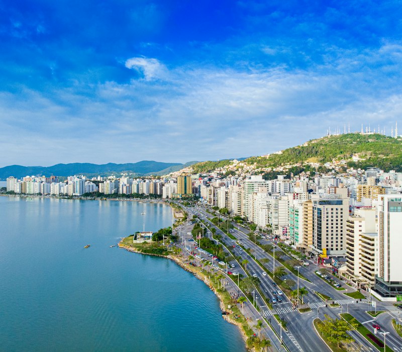 The waterfront of Florianopolis on a sunny day