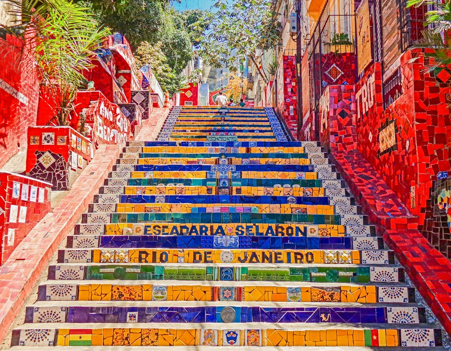 The colourful tiled Selaron steps in Rio de Janeiro