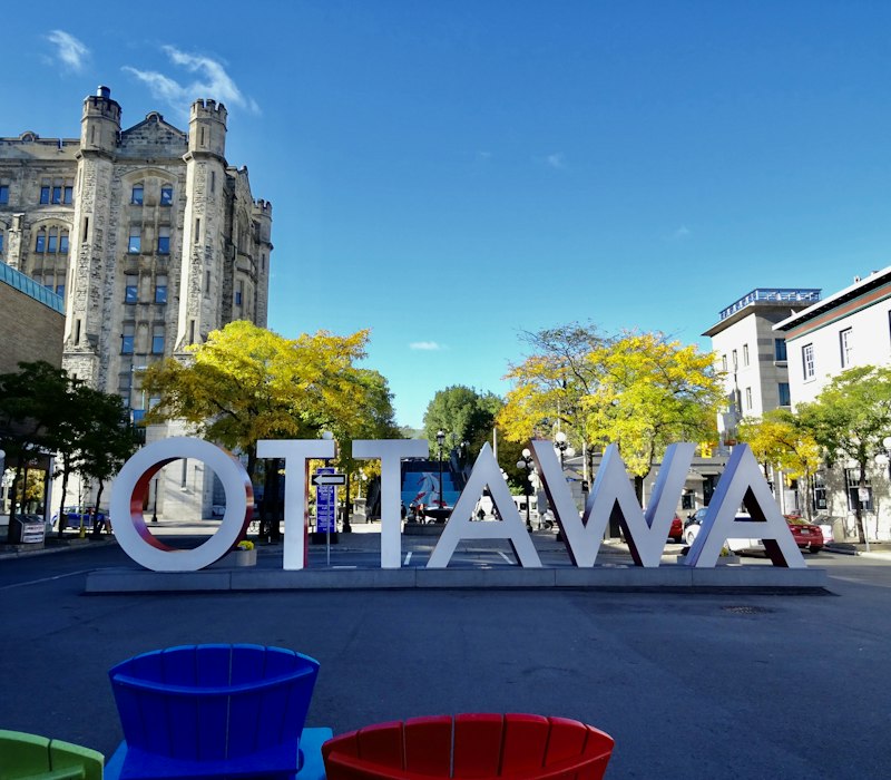 The colourful OTTAWA sign in front of Parliament