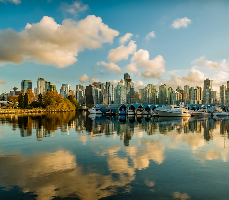Vancouver skyline reflected in the harbour