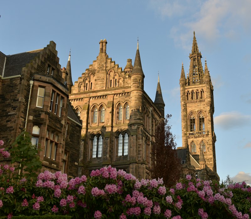 University of Glasgow tower in the sunshine