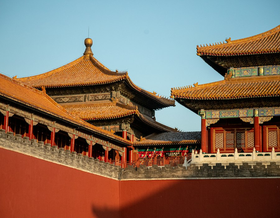 The red roofs of the Forbidden City in Beijing