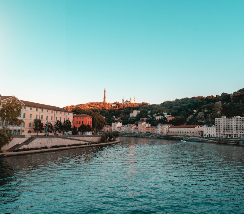 The river and colourful buildings of Lyon