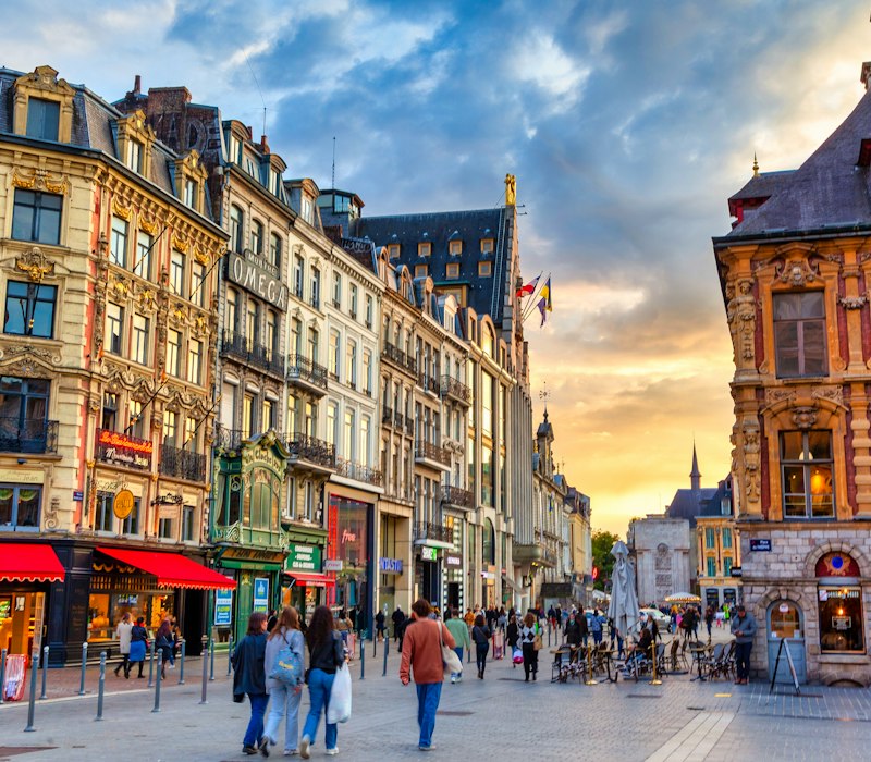 A colourful historic street in Lille