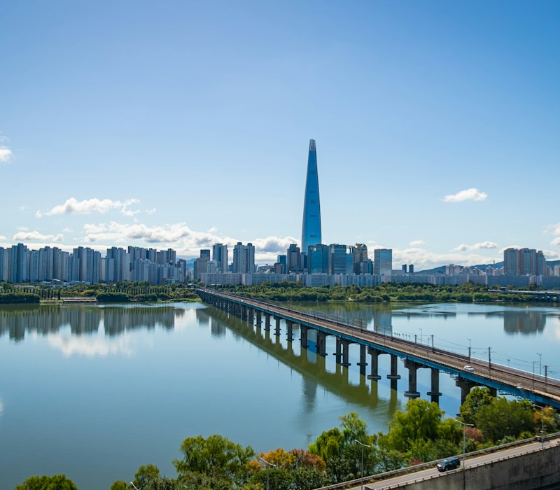 The Seoul skyline and Lotte World Tower across the river