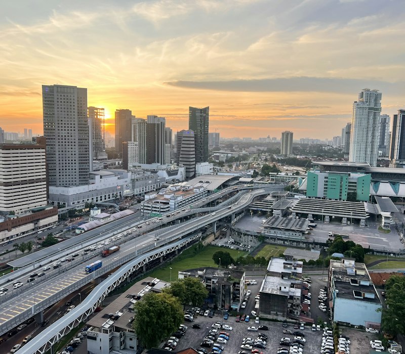 The Johor Bahru skyline at sunset