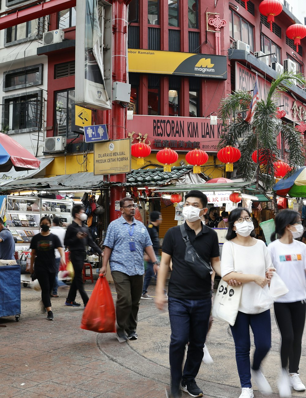 A colourful, busy street market in Kuala Lumpur