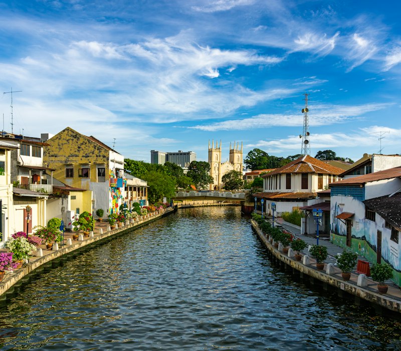 The river winding through historic Malacca