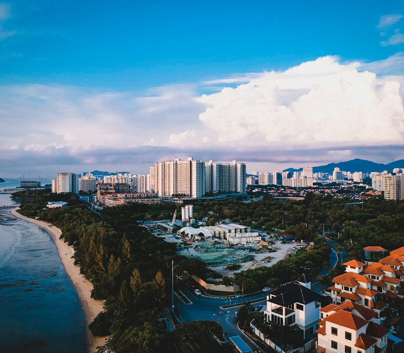 The coastline and city of Penang