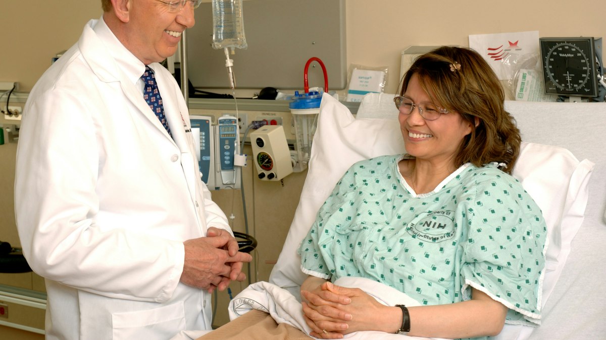 A doctor with a patient in hospital