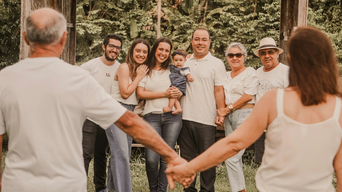 A family gathering outdoors