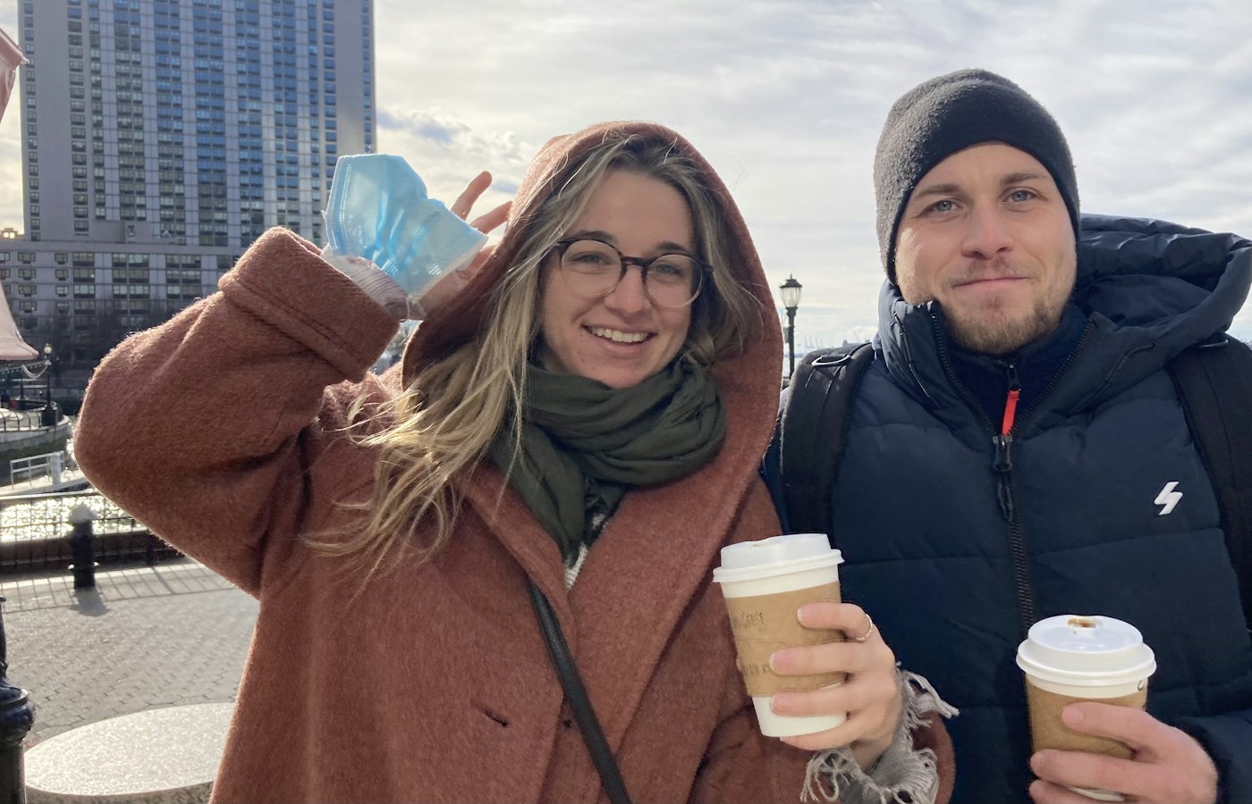 A happy couple outdoors