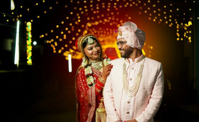 A Pakistani bride and groom at their wedding