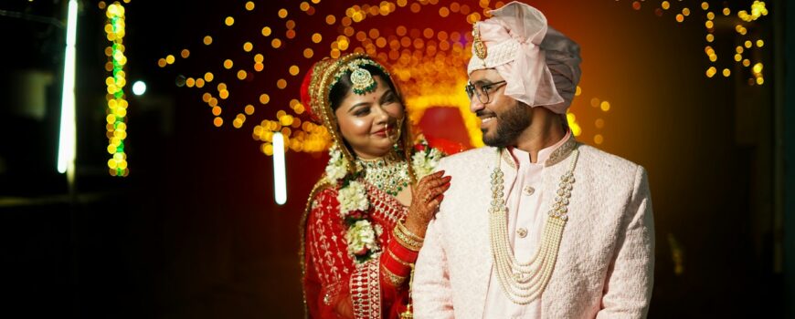 A Pakistani bride and groom at their wedding