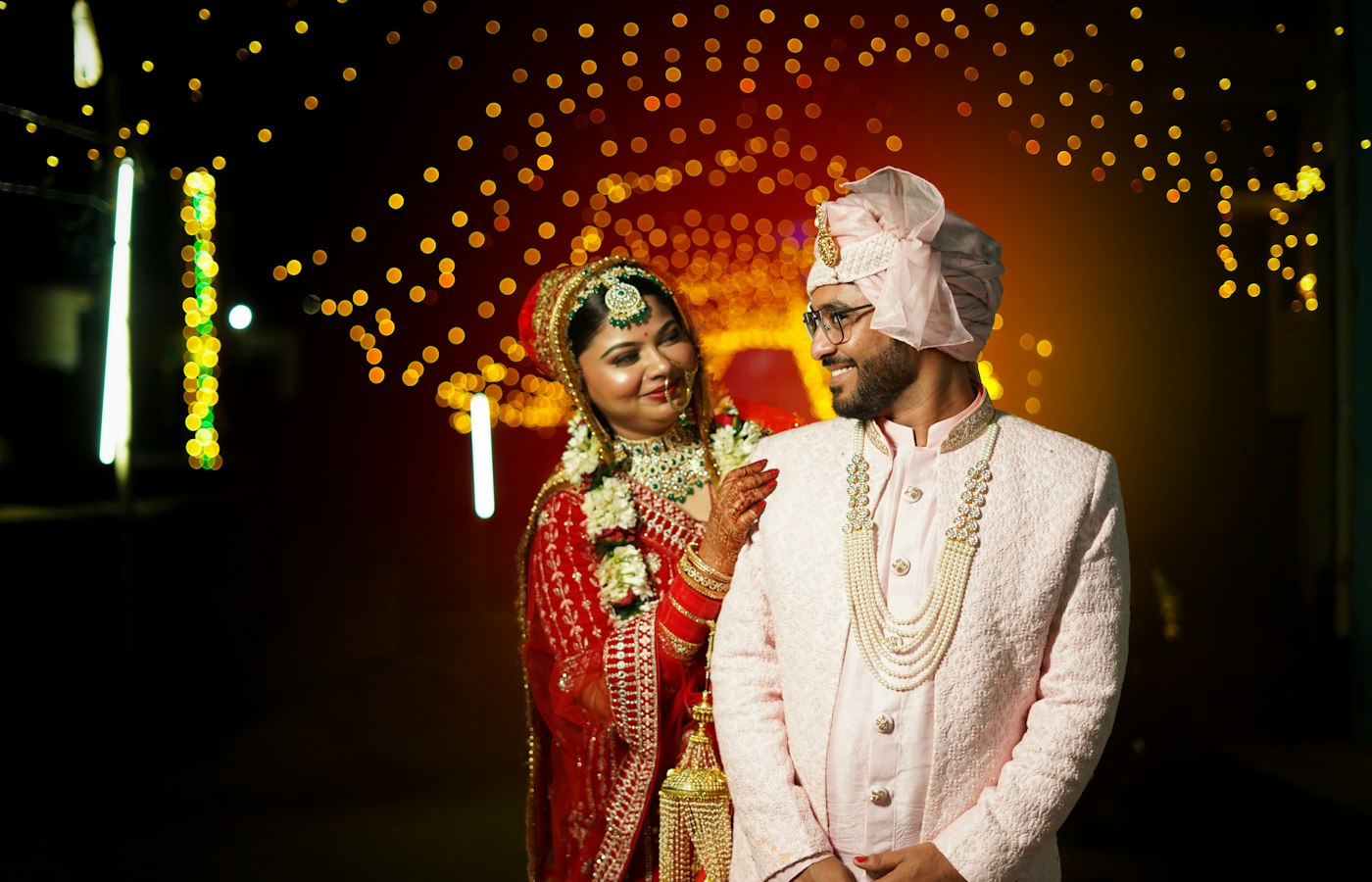 A Pakistani bride and groom at their wedding