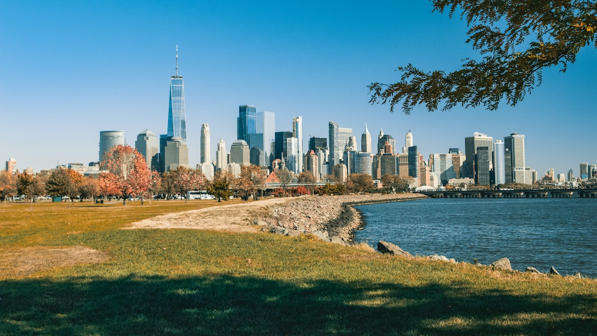 A US city skyline across the water
