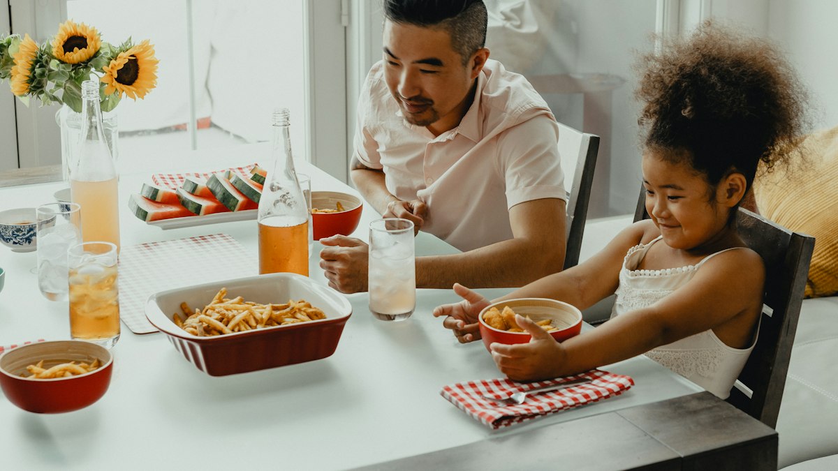 A family sharing a meal