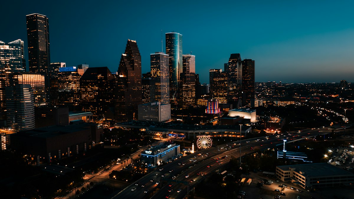 The Houston skyline at dusk