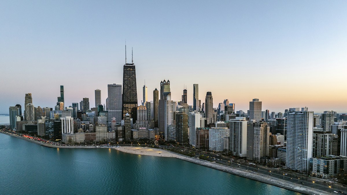 The Chicago skyline by the lake