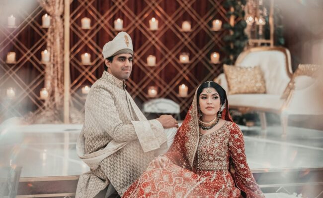 A Pakistani couple on their wedding day