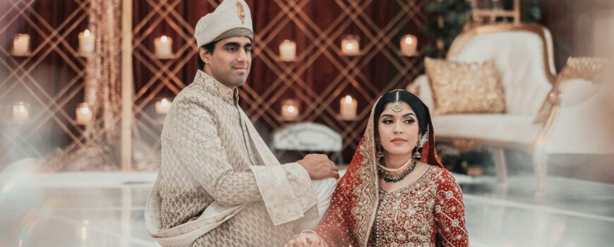 A Pakistani couple on their wedding day