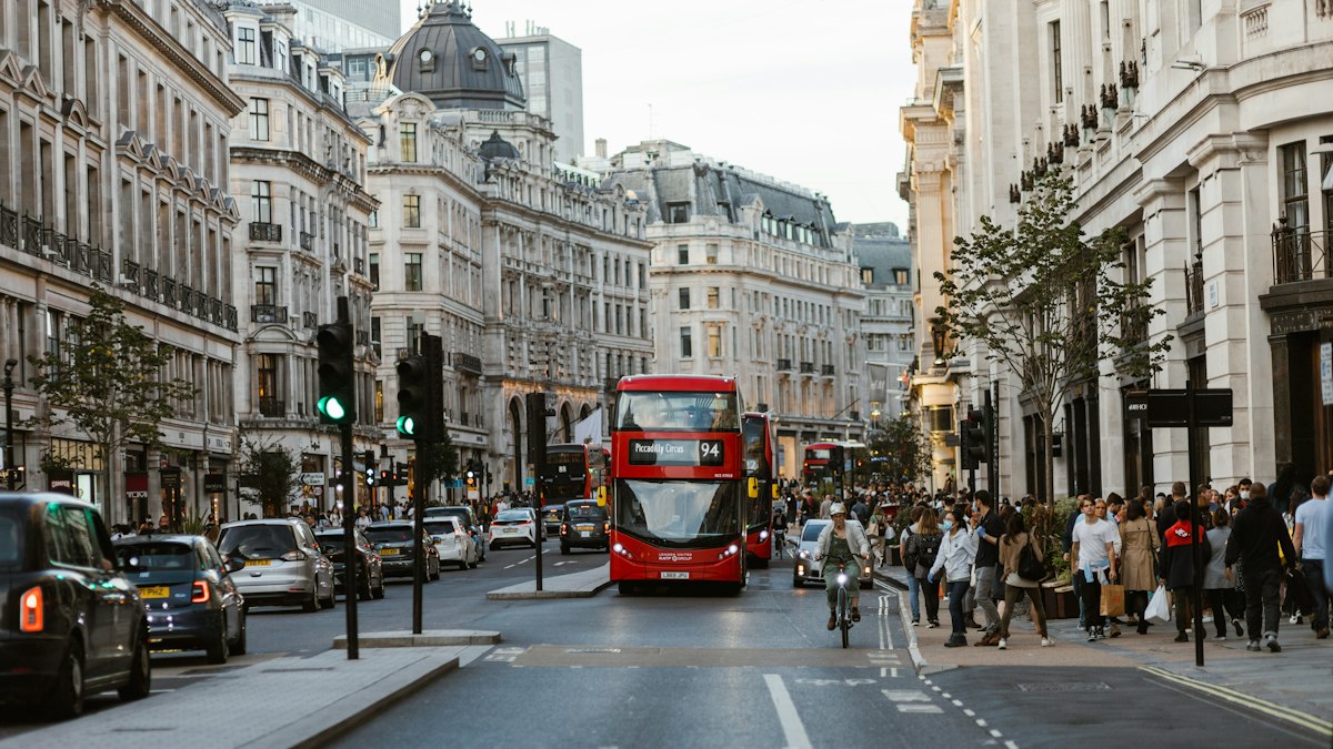 Regent Street with a red bus