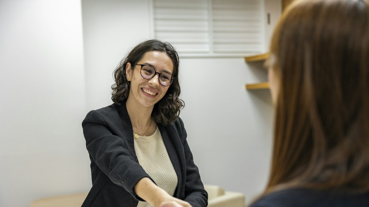 A young professional at a job interview