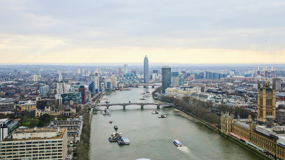 The London skyline at sunset