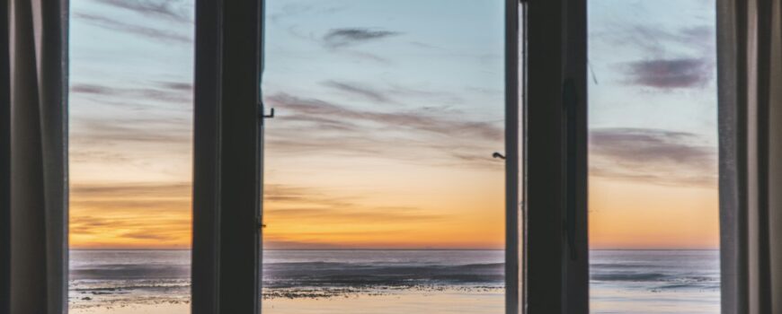 Sunrise seen through a window