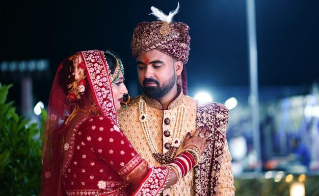 A Pakistani bride and groom on their wedding day