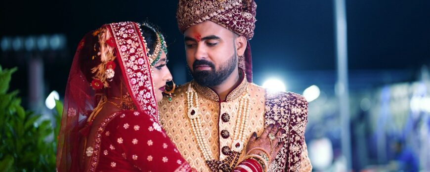 A Pakistani bride and groom on their wedding day