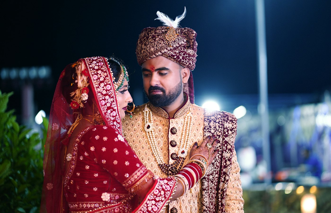 A Pakistani bride and groom on their wedding day