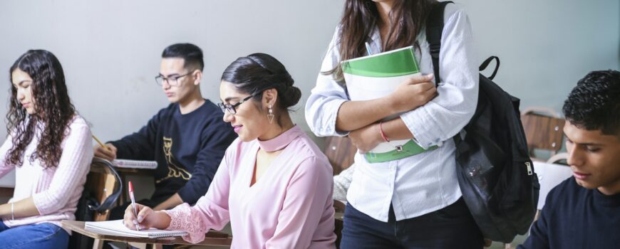 Students working together in a classroom
