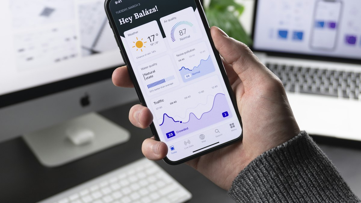A person checking a mobile banking app