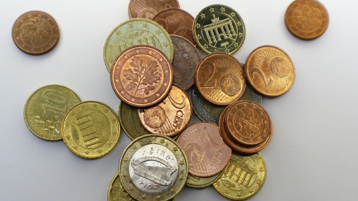Euro coins on a table