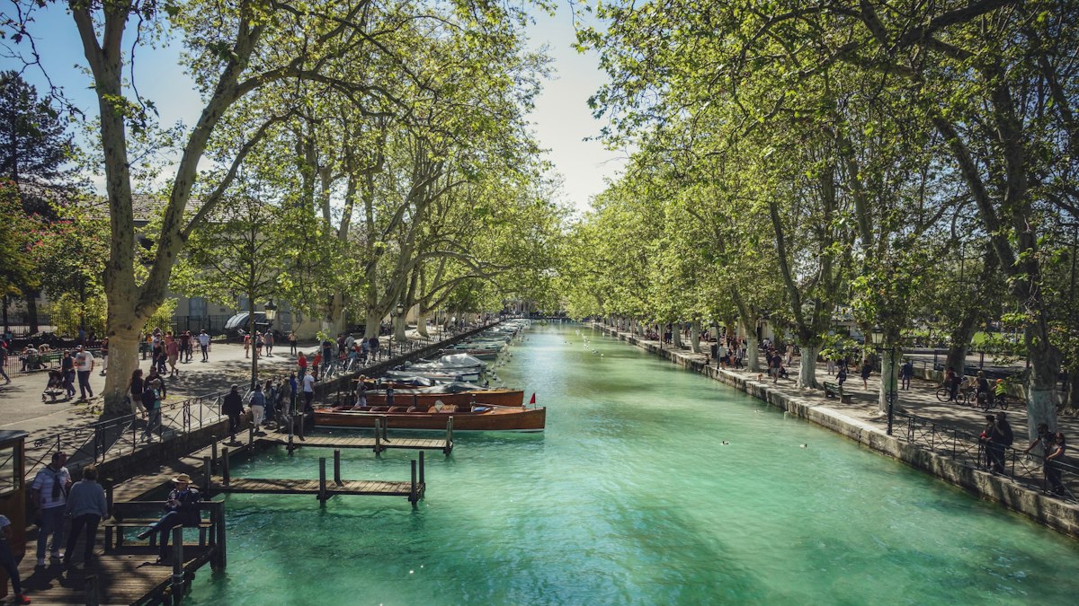 A canal lined with old houses in Annecy
