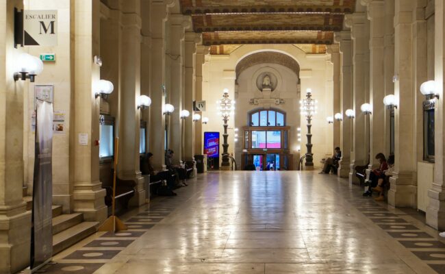 A grand hall inside a historic French university