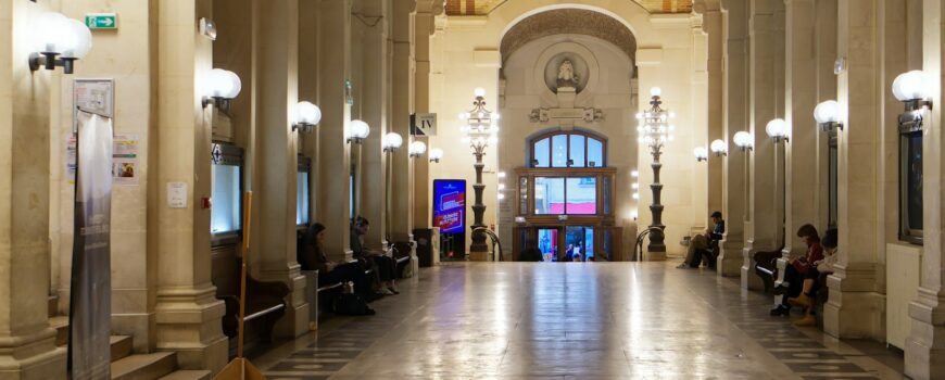 A grand hall inside a historic French university