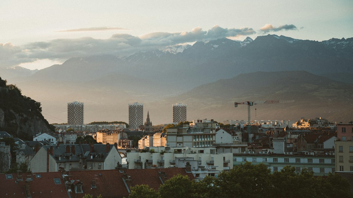 Grenoble with mountains in the distance